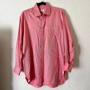Borelli Napoli Men's 15 40 Pink Striped Cotton Long Sleeves Button Down Shirt